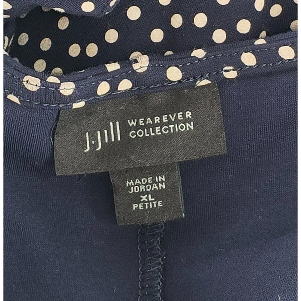 J. Jill Dress Womens XLP Navy Polka Dot Wearever A-Line Pockets Peekaboo Back - Picture 6 of 8